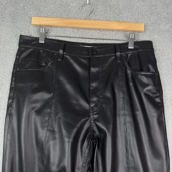 Hudson Pants Faux Leather 30 Black Barbara H.WST Straight Ankle Spliced Hem NWT - Picture 3 of 14
